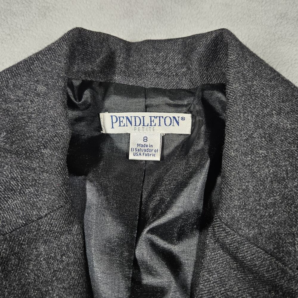 Vintage Pendleton Wool Blazer Womens 8P Dark Gray Jacket Petite Career Old Money - Picture 4 of 14